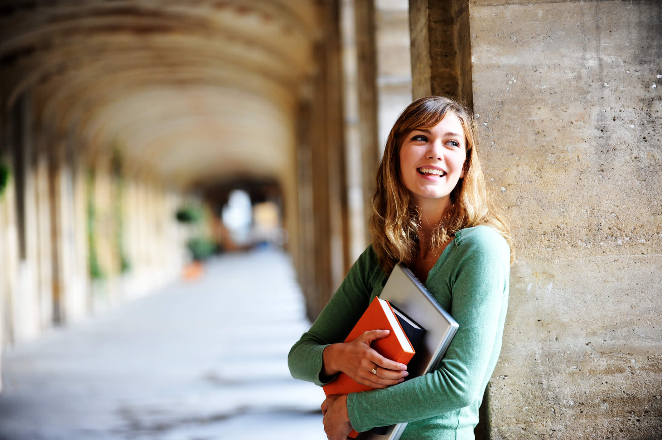 Young Blonde Woman University Student